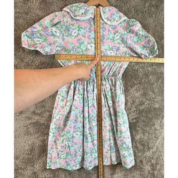 Vintage Rare Editions English Floral Dress 14 Girls Bib Collar Cottage Core Trad - Picture 8 of 8